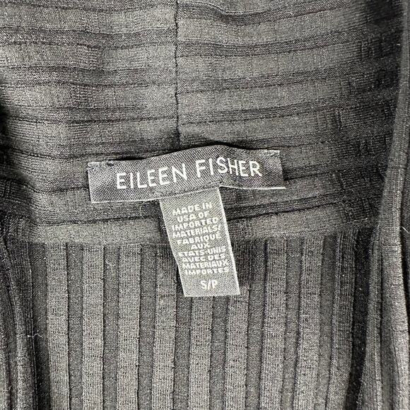 Eileen Fisher Sweater Womens Small Black Ribbed Knit Open Cardigan Long Sleeve - Picture 3 of 6